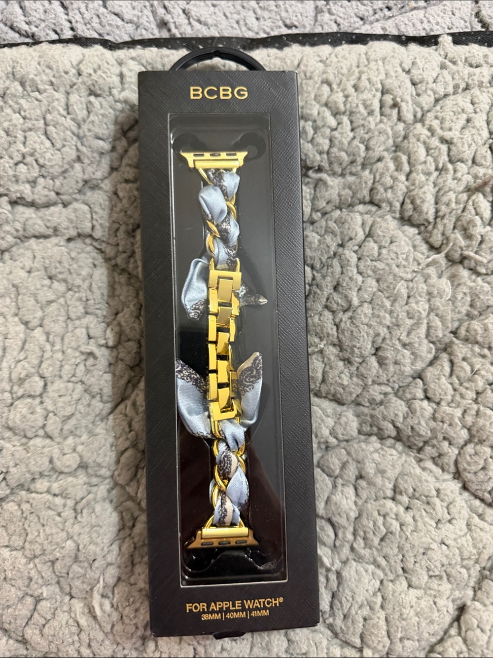 BCBG Gold and Light Blue Braided Chain Apple Watch Strap
